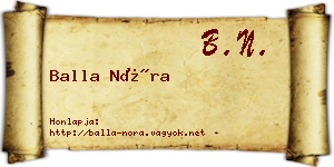 Balla Nóra névjegykártya